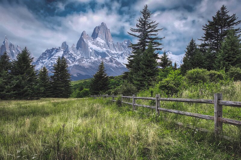 Mountain Peak in Field