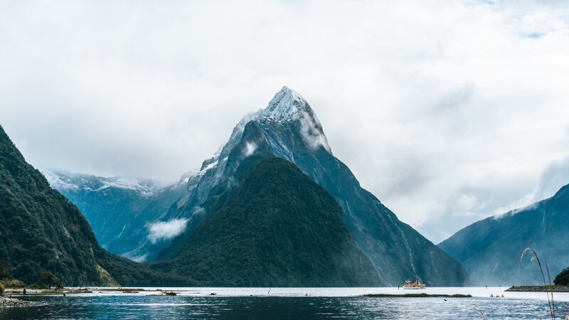 Mountain Peak in Fjord — Blue