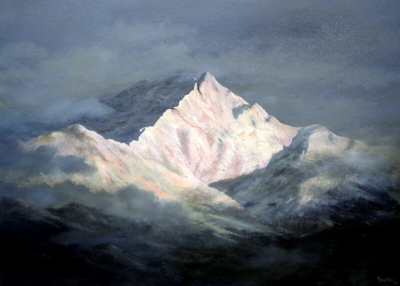 Mountain peak in mist