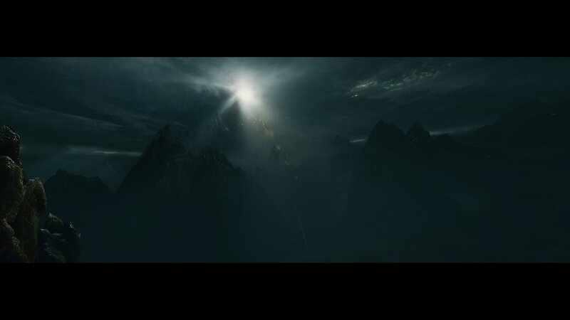 Mountain Peak in Storm — Black