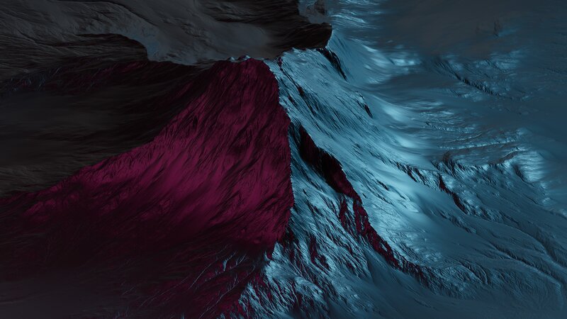 Mountain Peak Landscape — Red