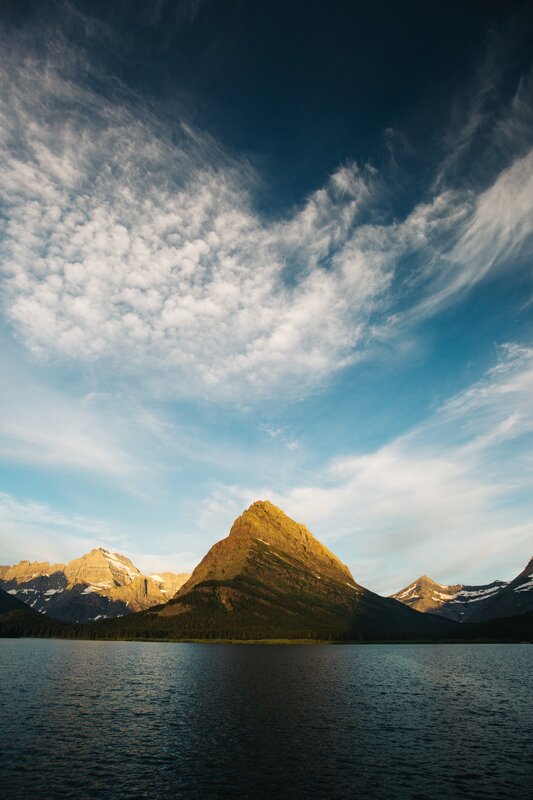 Mountain Peak over Lake — Blue