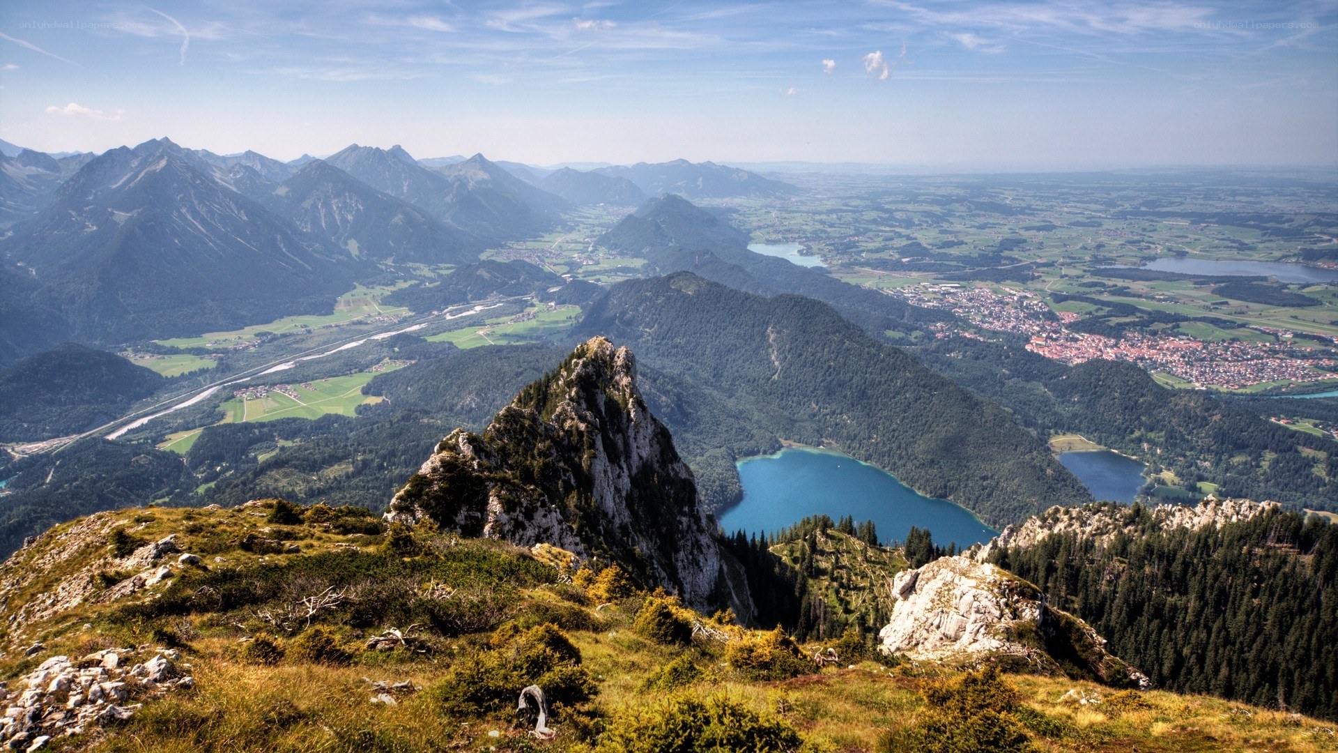 Mountain peak overlooking a valley