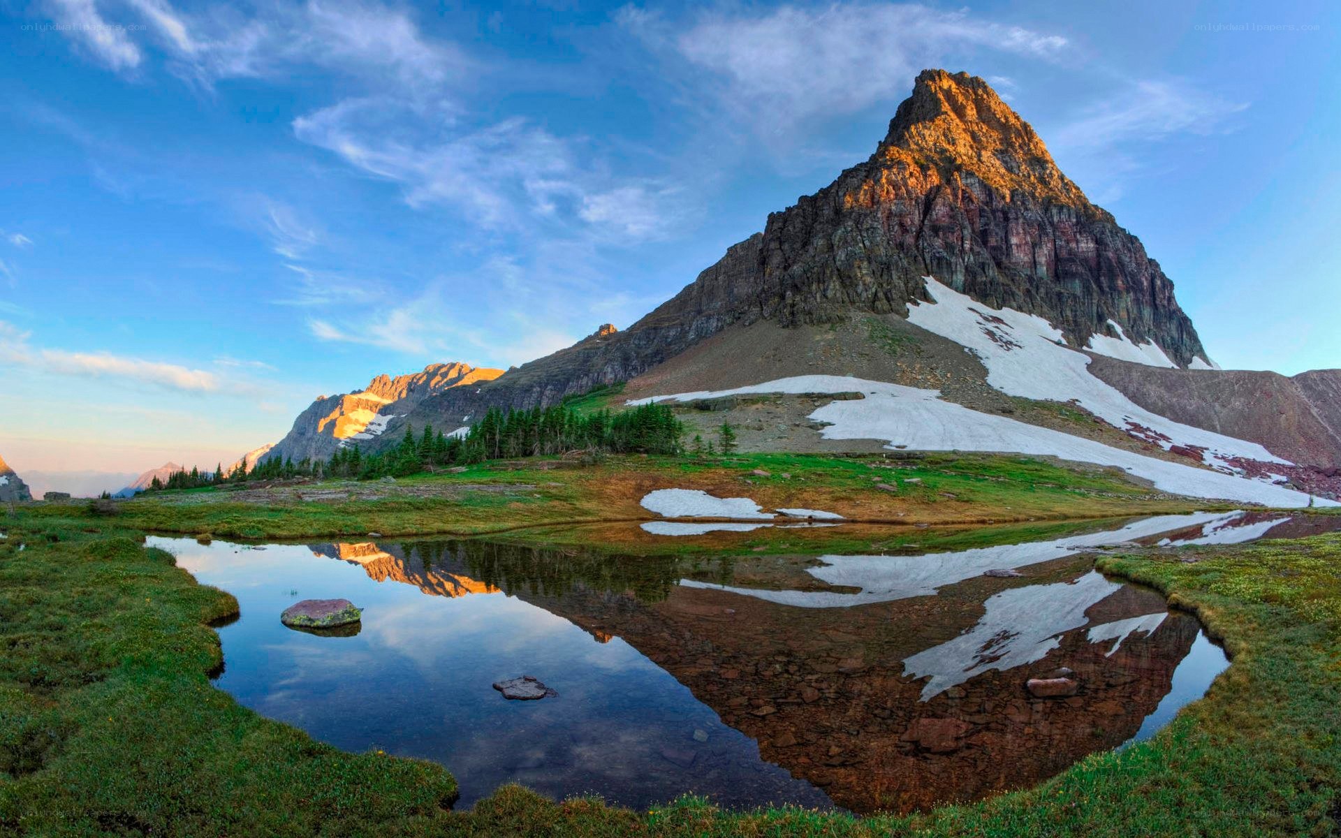 Mountain peak reflected in a lake