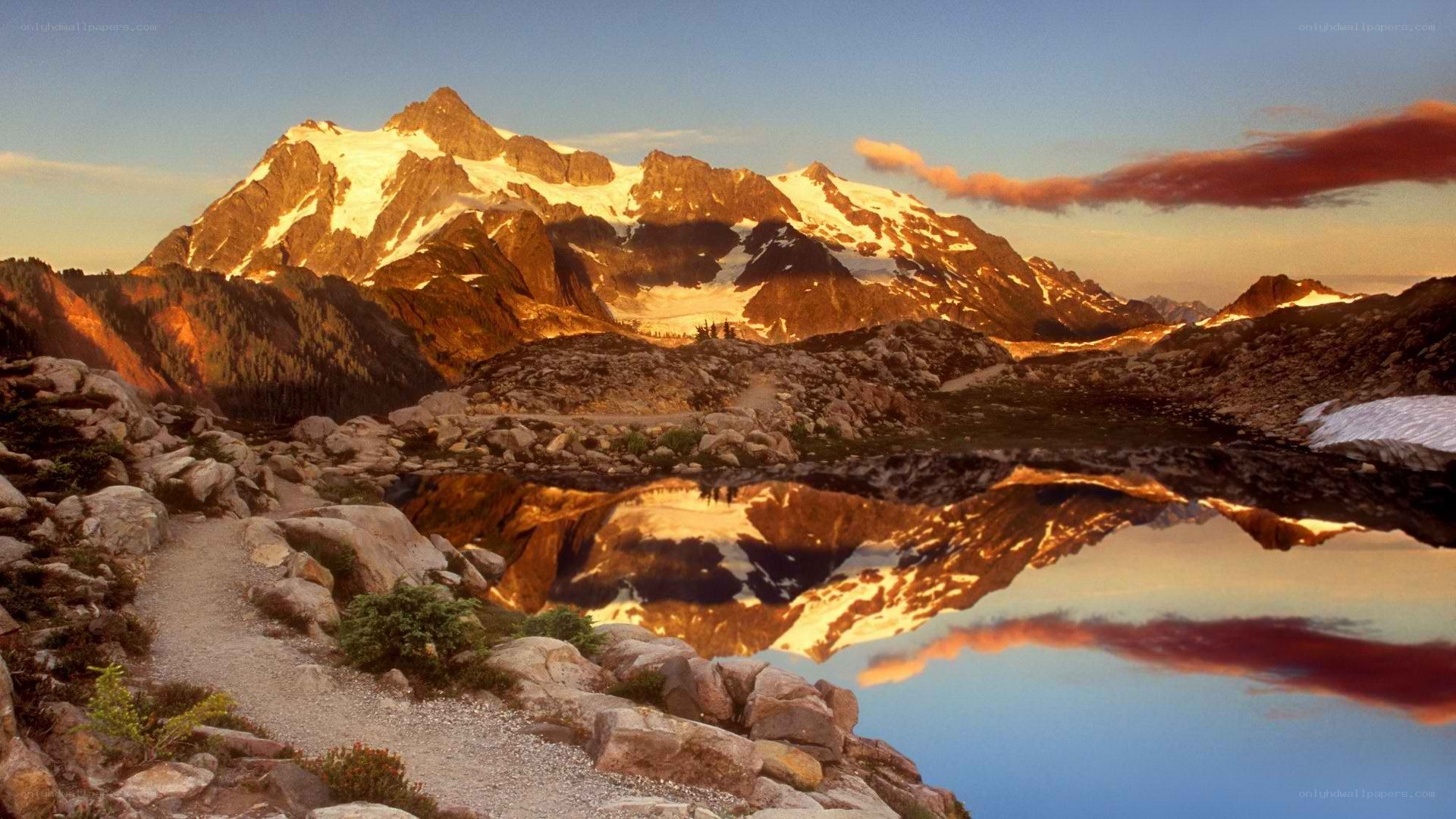 Mountain peak reflected in a lake