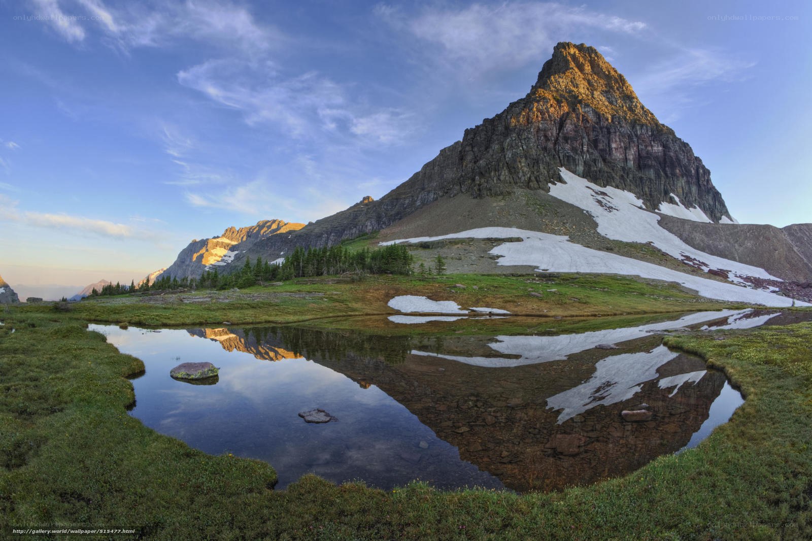 Mountain peak reflected in a pond