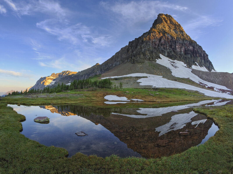 Mountain peak reflected in a pond
