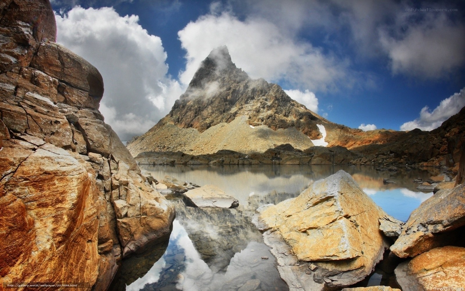 Mountain peak reflected in lake