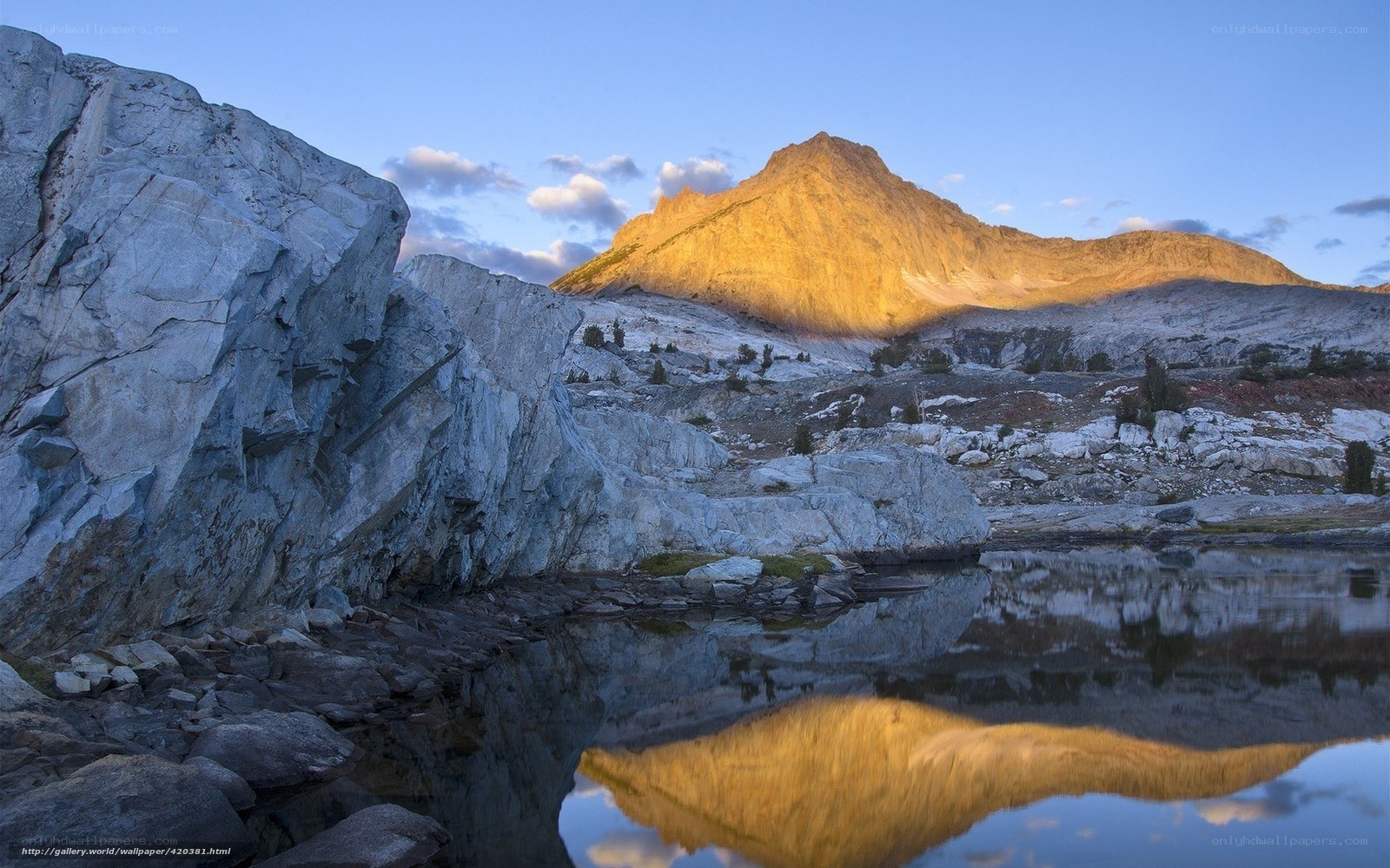 Mountain peak reflected in lake