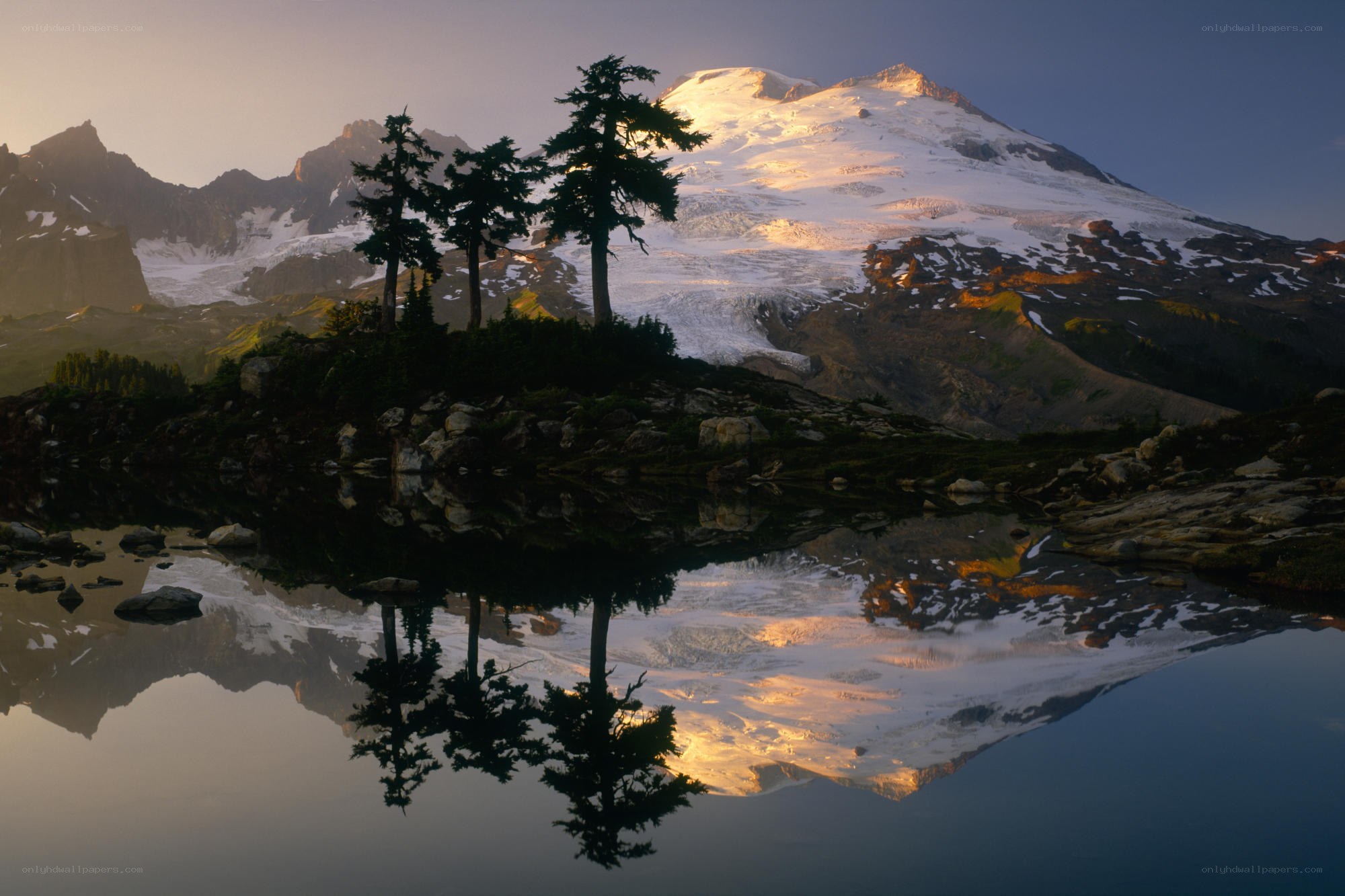 Mountain peak reflected in lake