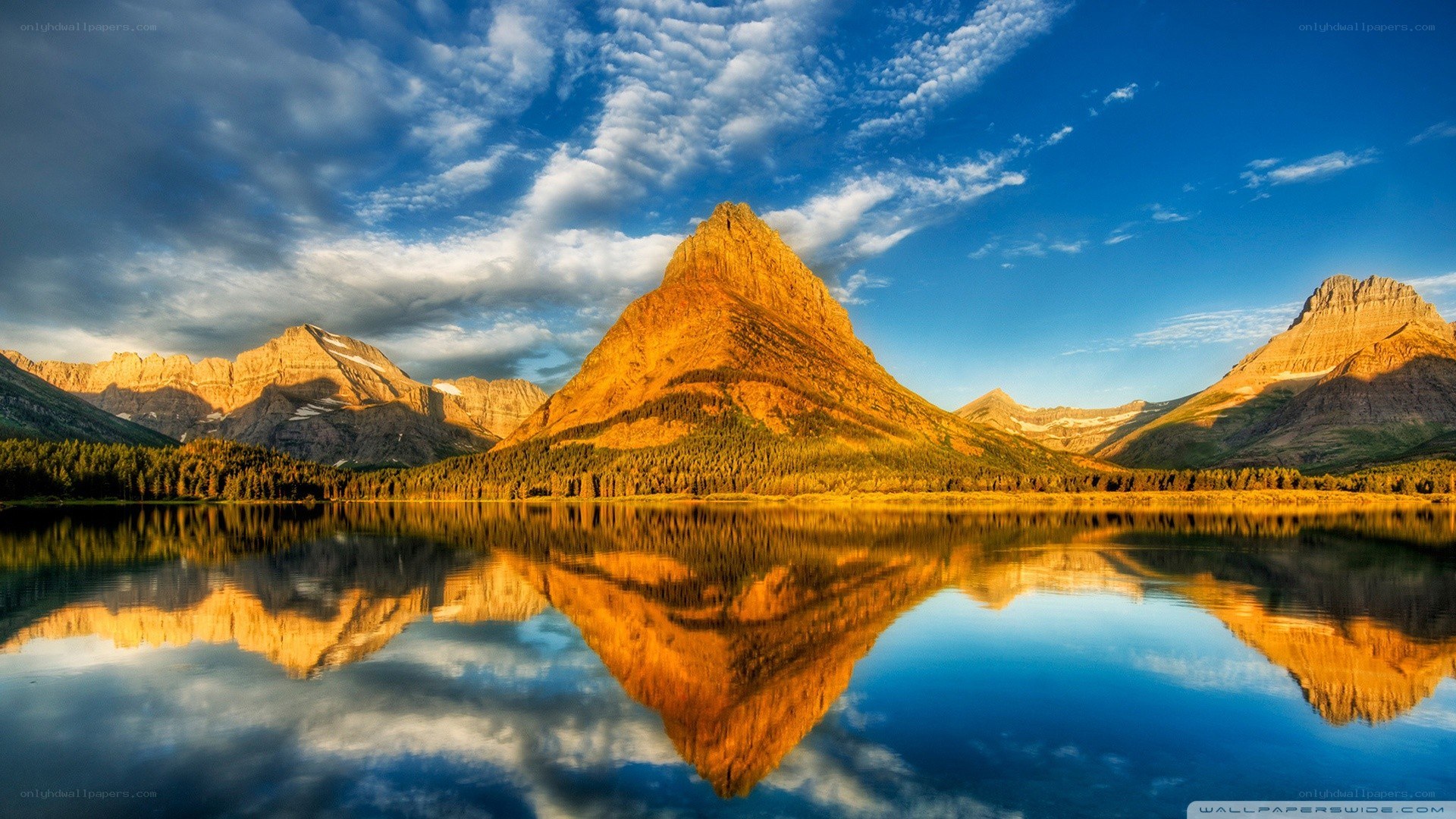 Mountain peak reflected in lake