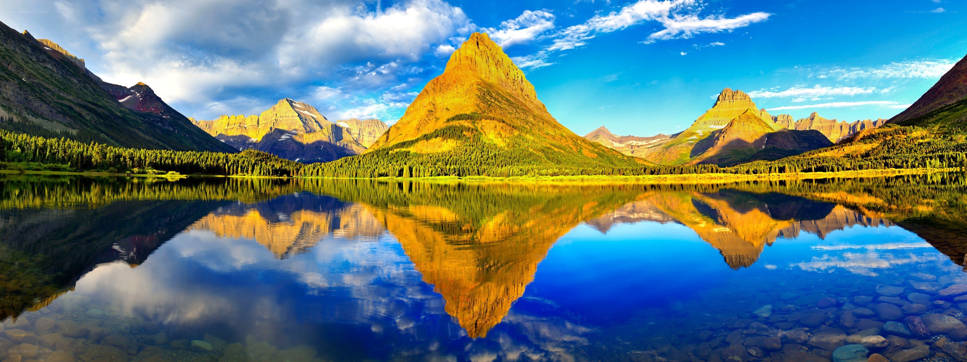 Mountain peak reflected in lake