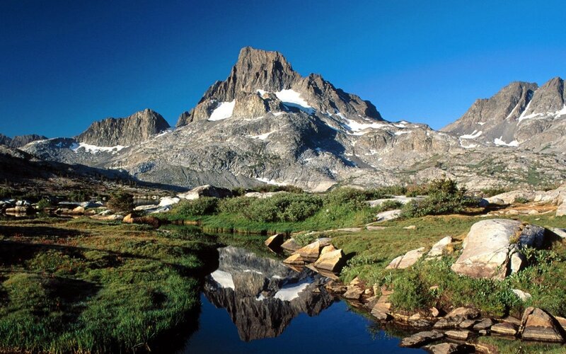 Mountain Peak Reflection — Blue, Serene, Afternoon