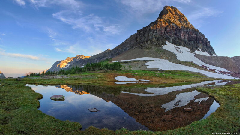 Mountain Peak Reflection — Blue, Serene