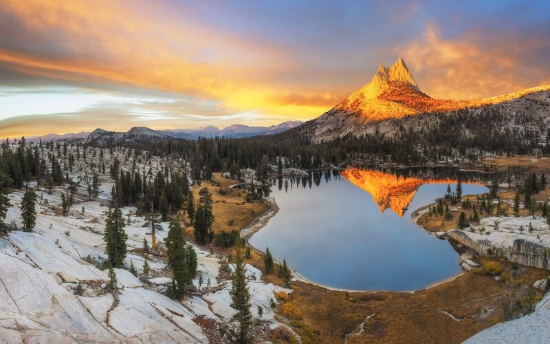 Mountain Peak Reflection — Orange