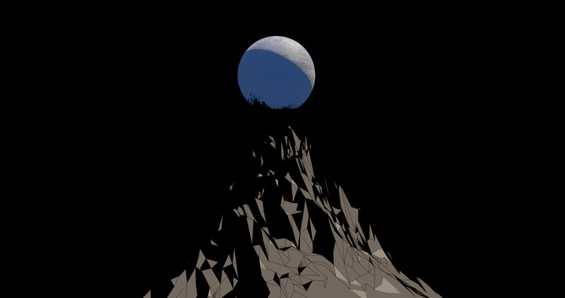 Mountain Peak under Moon — Black