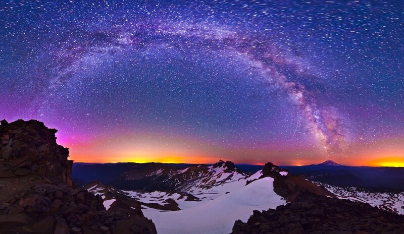 Mountain Peak under Stars