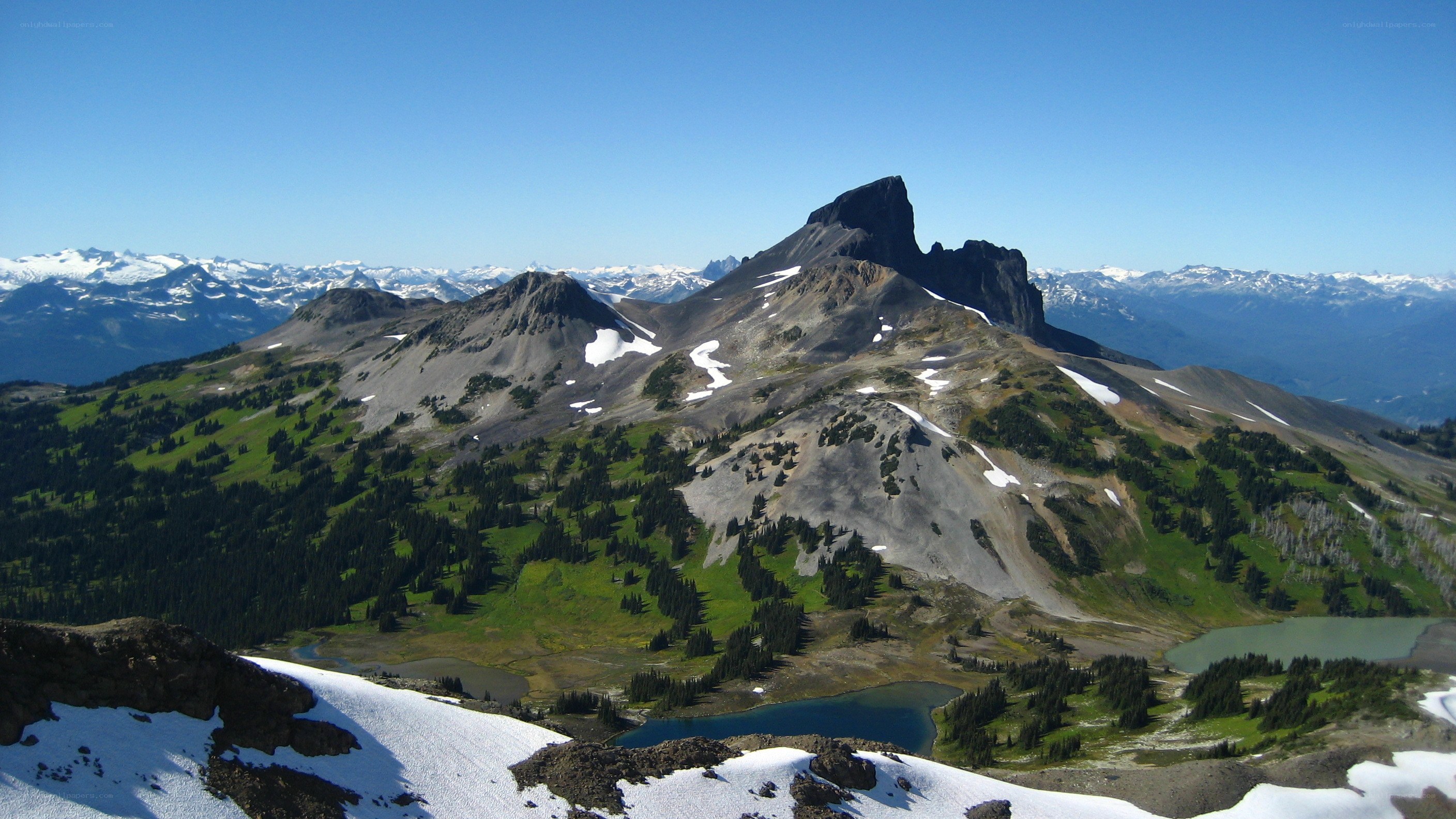 Mountain peak with alpine lakes