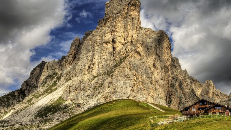 Mountain Peak with Cabin