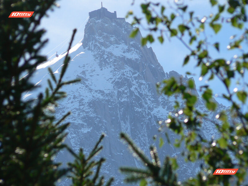 Mountain peak with cable car