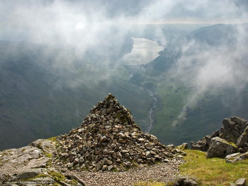 Mountain peak with cairn