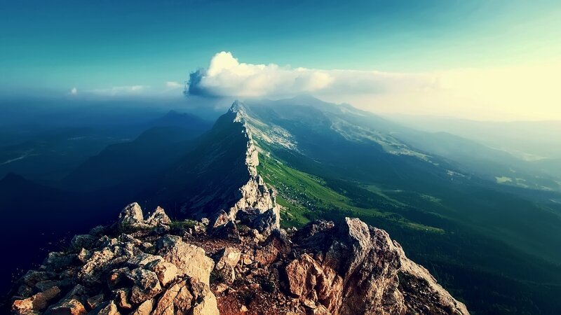 Mountain peak with cloud