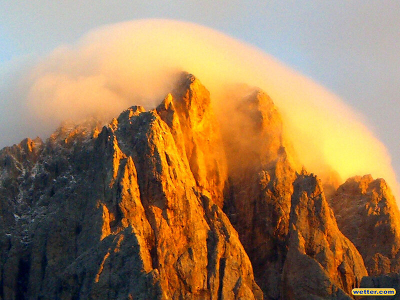 Mountain Peak with Cloud — Orange