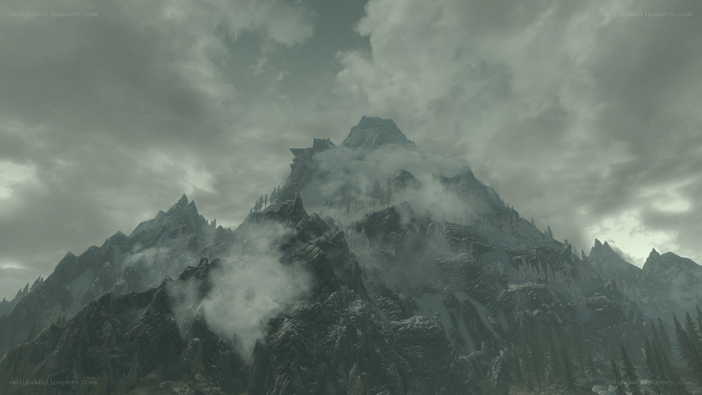 mountain peak with clouds