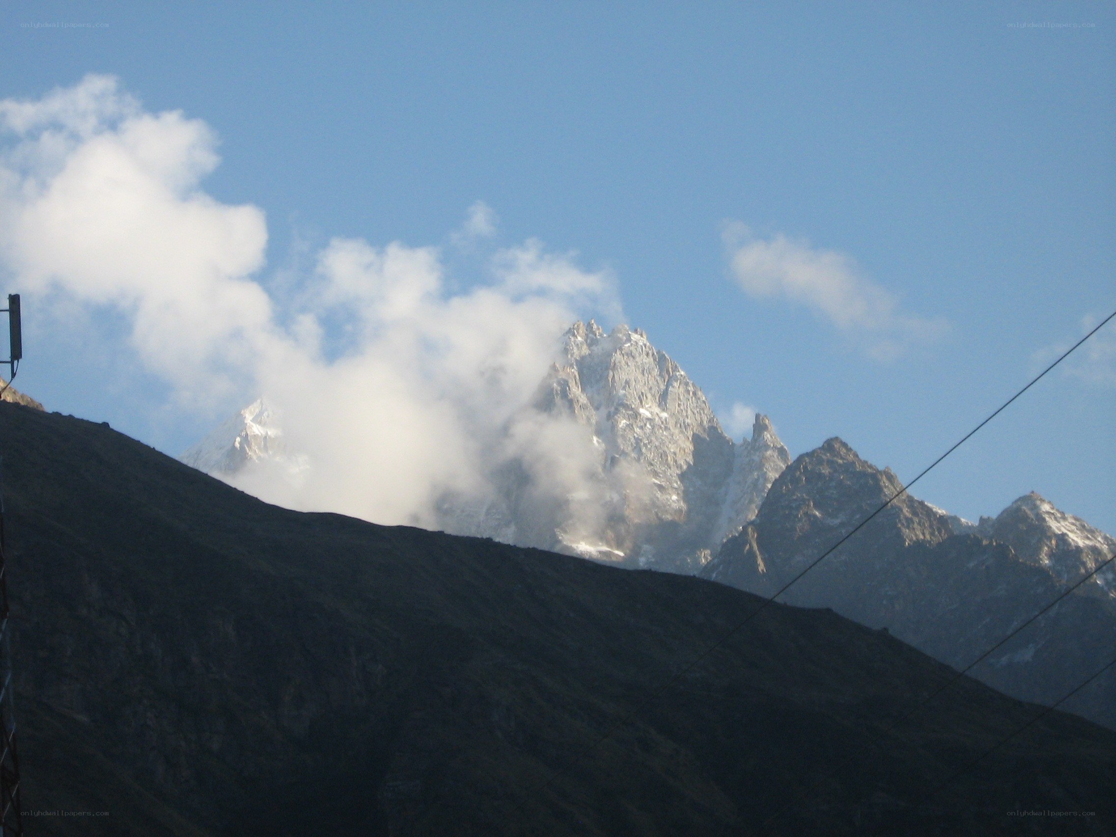 mountain peak with clouds
