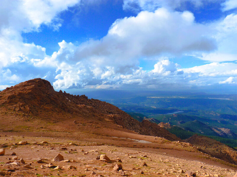 Mountain peak with clouds