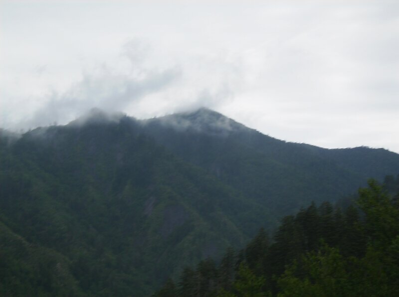 mountain peak with clouds