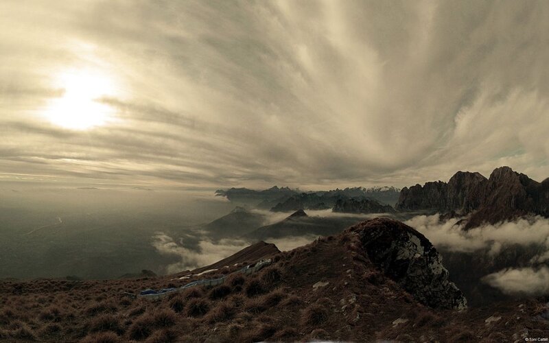 Mountain Peak with Clouds — Brown