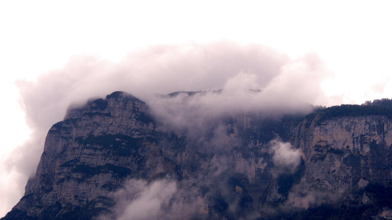 Mountain Peak with Clouds — Gray, Dramatic, Photograph