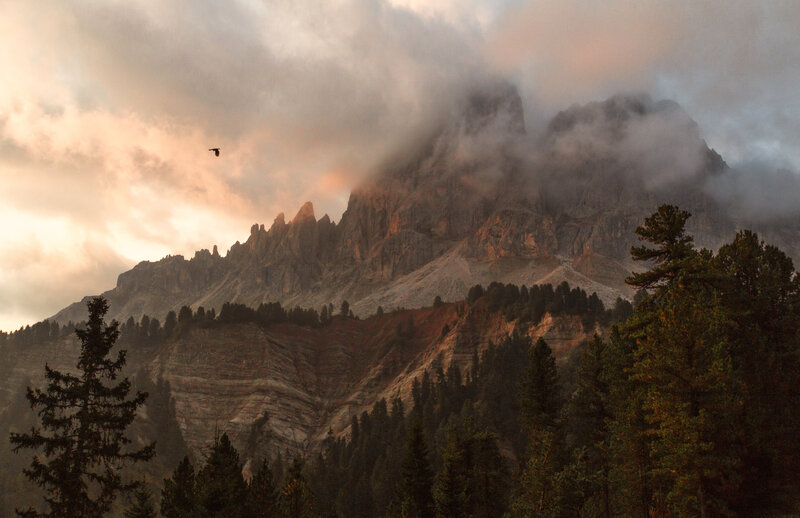 Mountain Peak with Clouds — Gray, Dramatic, Sunset