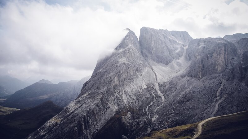 Mountain Peak with Clouds — Gray
