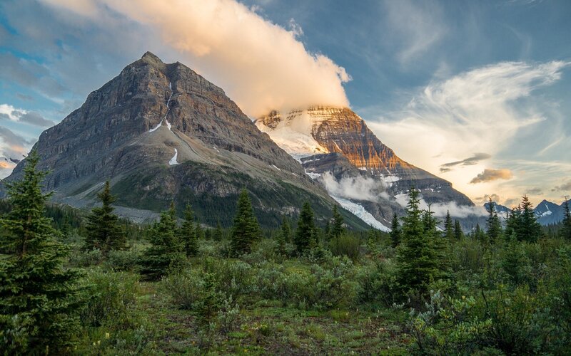 Mountain Peak with Clouds — Green, Dramatic, Sunrise