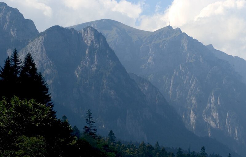 Mountain peak with cross