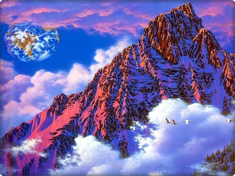 Mountain Peak with Earth