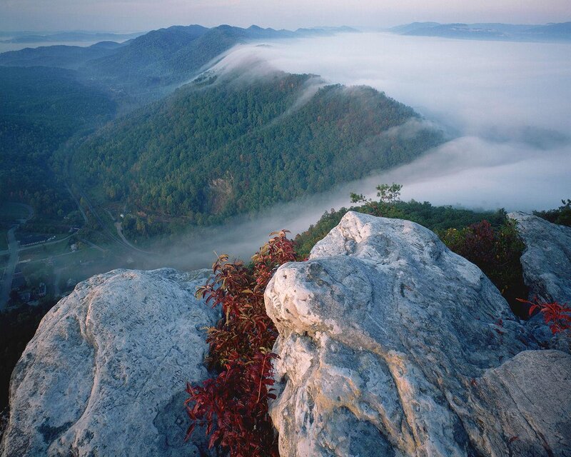 Mountain Peak with Fog — Gray