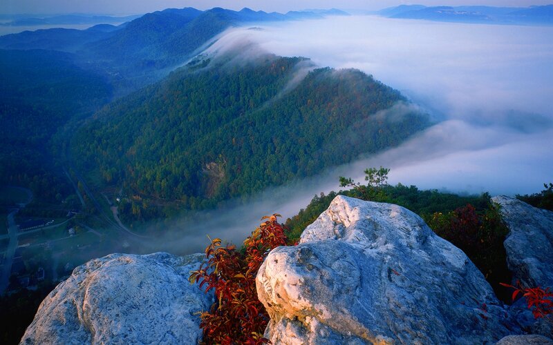 Mountain Peak with Fog