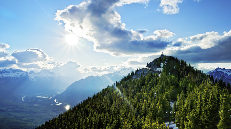 Mountain Peak with Forest — Green, Serene, Morning