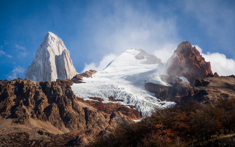Mountain Peak with Glacier — Blue
