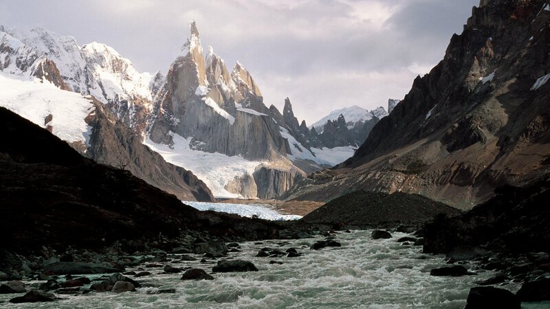 Mountain Peak with Glacier — Gray