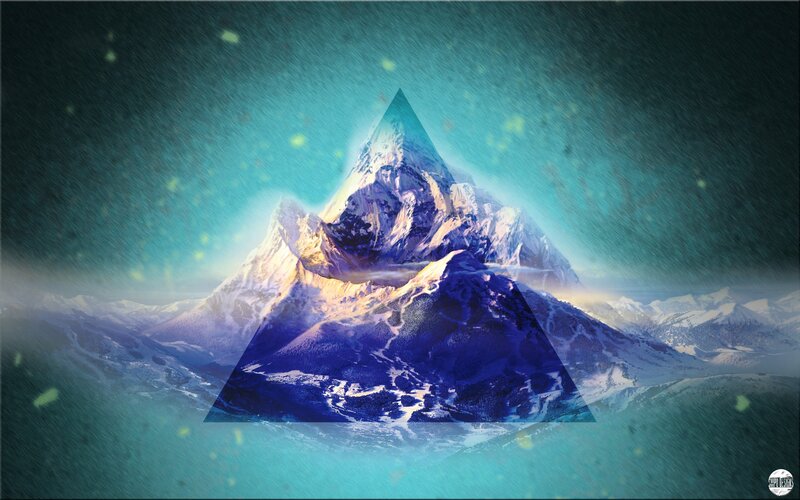 mountain peak with glowing triangle