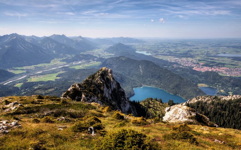 Mountain Peak with Lake — Blue, Serene