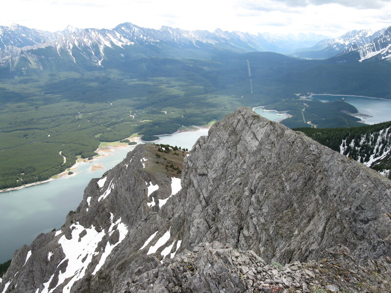 Mountain Peak with Lake — Gray