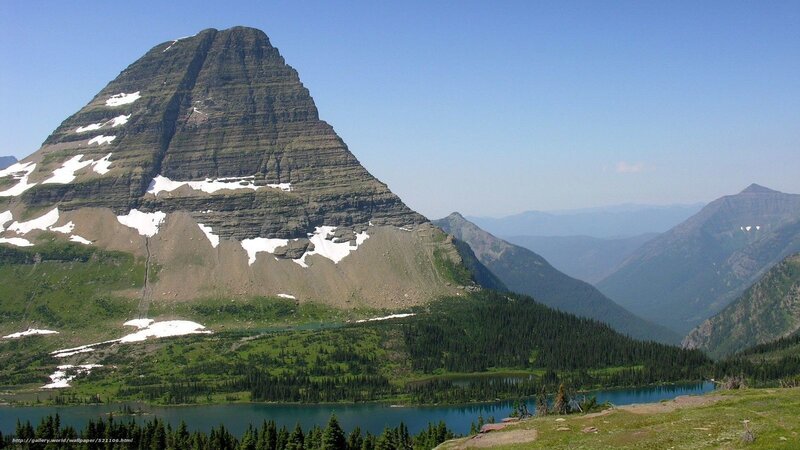 Mountain peak with lake