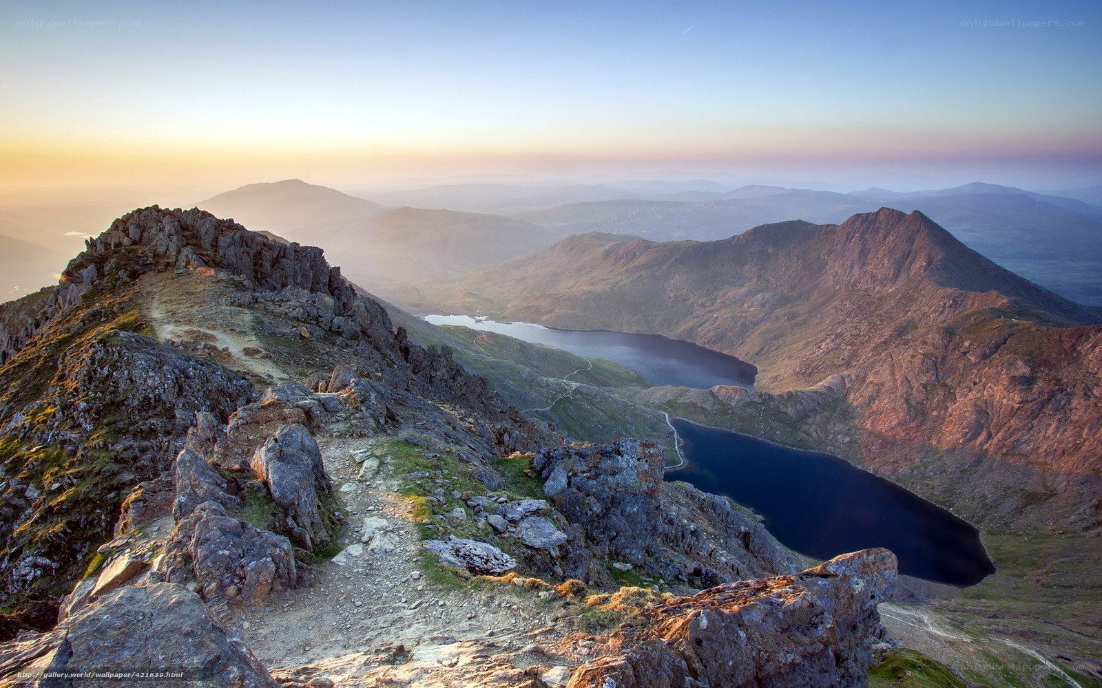 Mountain peak with lake view