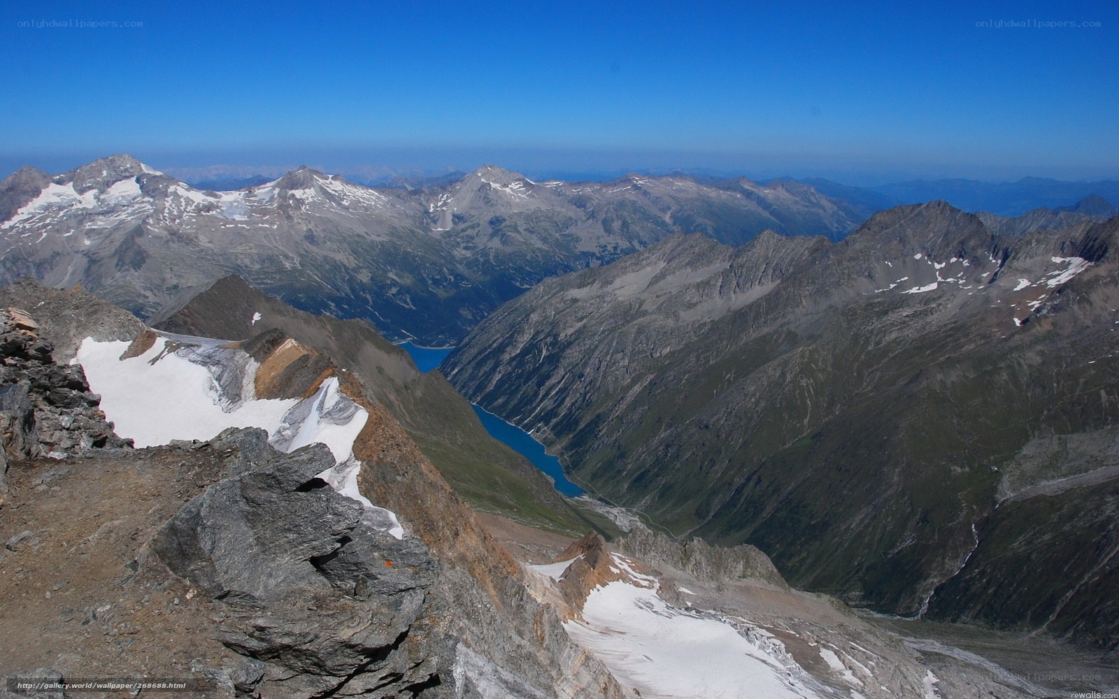Mountain peak with lake view
