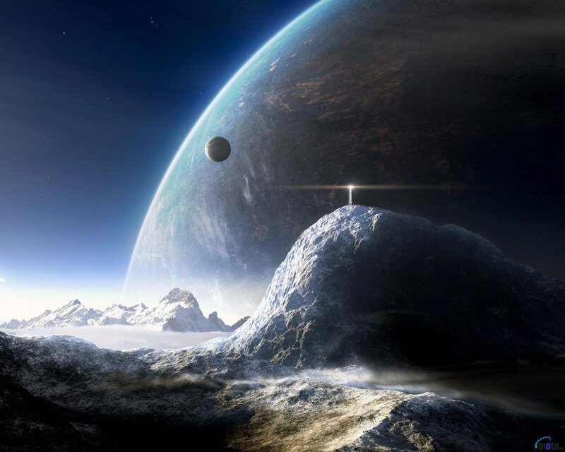 Mountain Peak with Planet